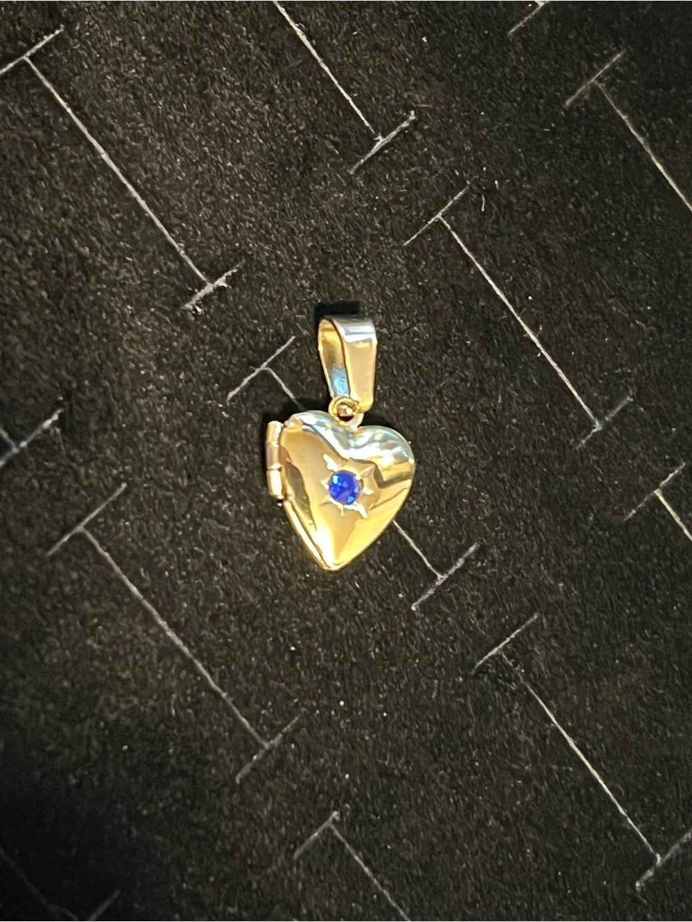 Gold toned Heart Locket Pendant with Blue Stone